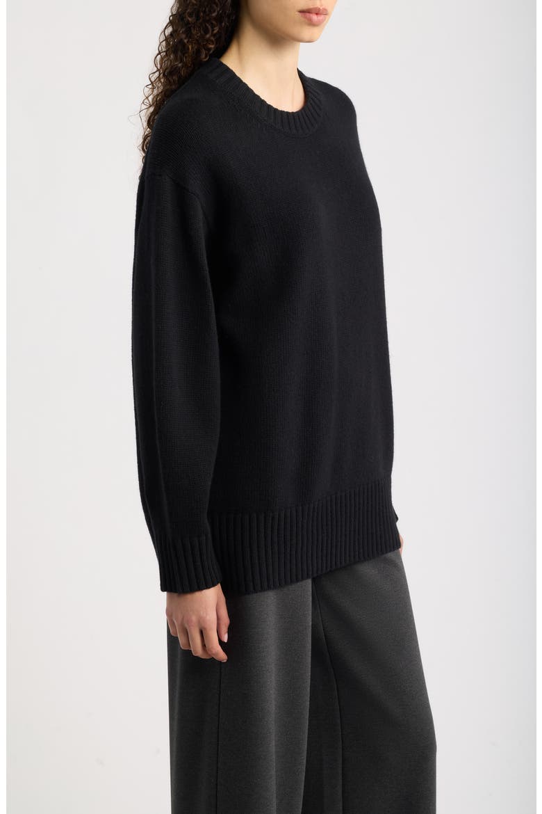 Organic Cotton & Recycled Cashmere Crewneck Sweater, Alternate, color, BLACK