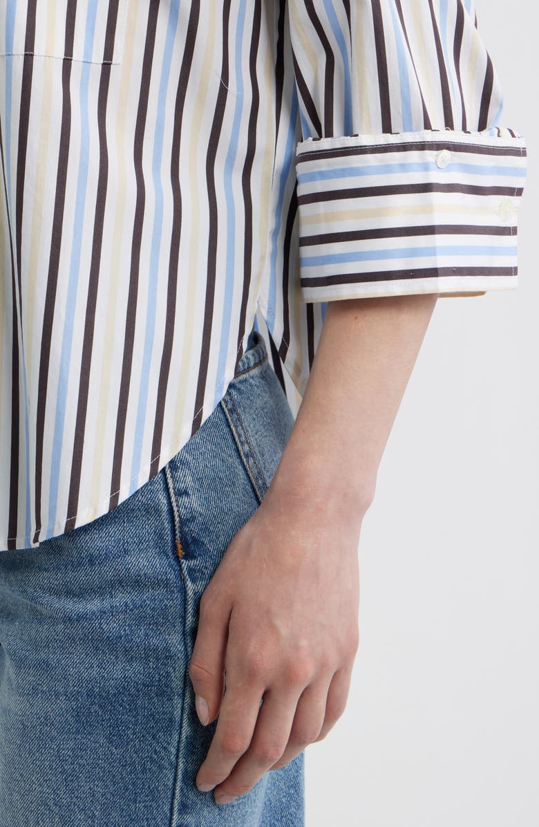 Madewell The Signature Y-Neck Cotton Poplin Button-Up Shirt, Alternate, color, Boardwalk Stripe