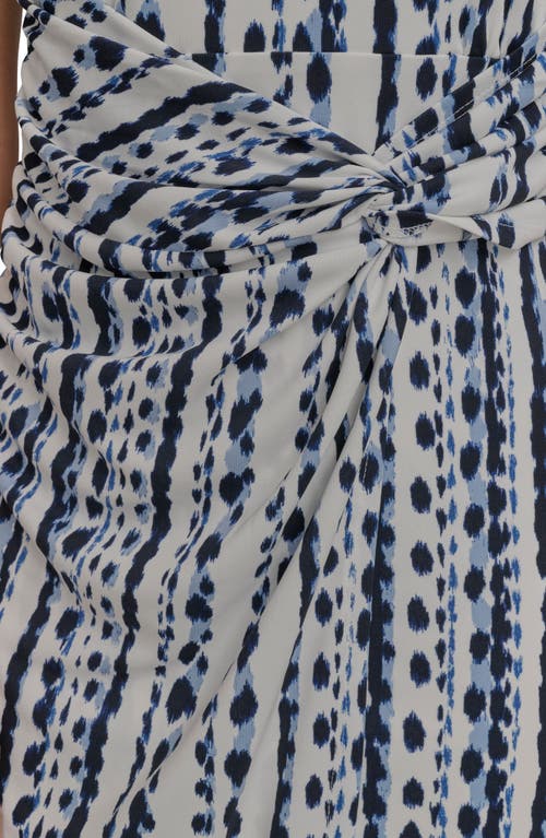 Donna Karan New York Abstract Print Gathered Sheath Dress In Gray