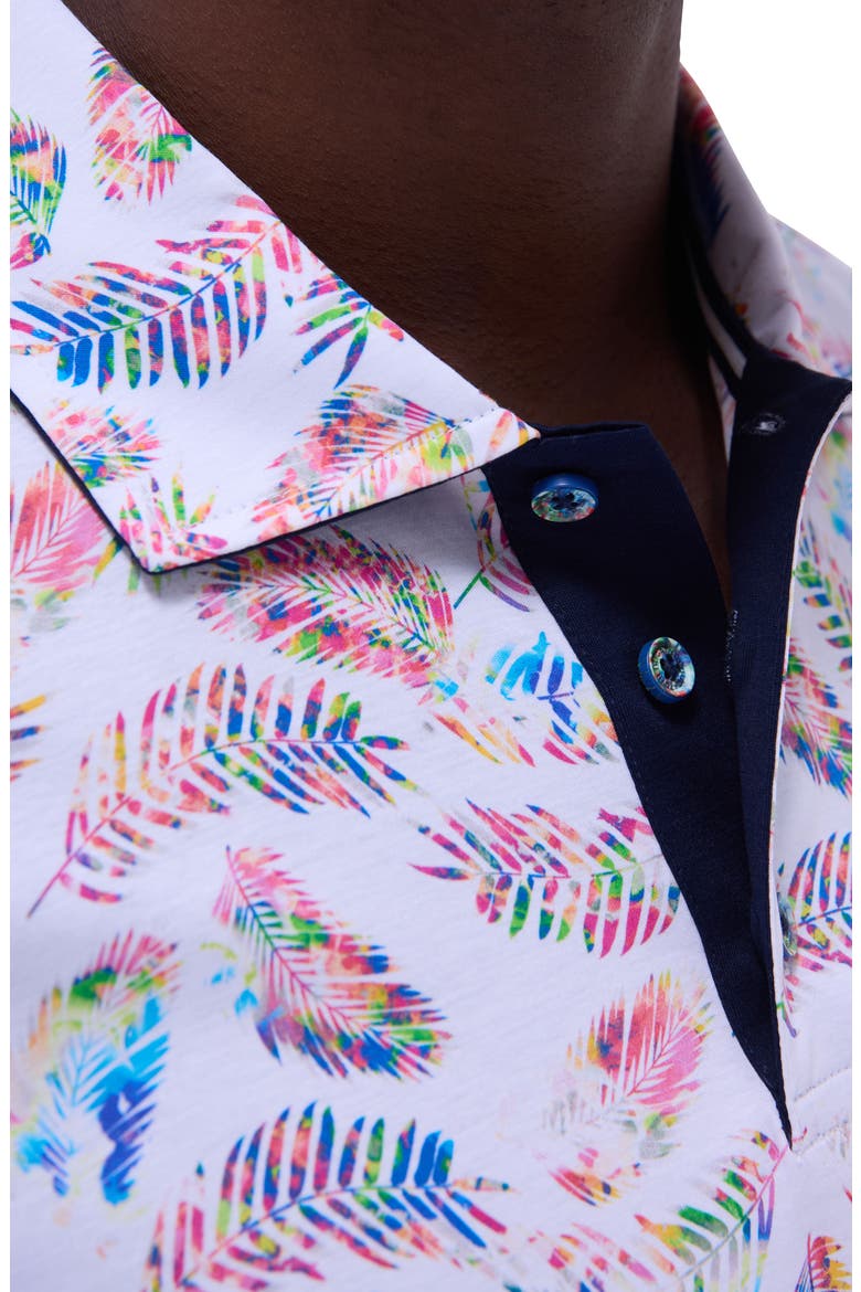 Hendrix Digital Leaf Print Pima Cotton Polo, Alternate, color, WHITE