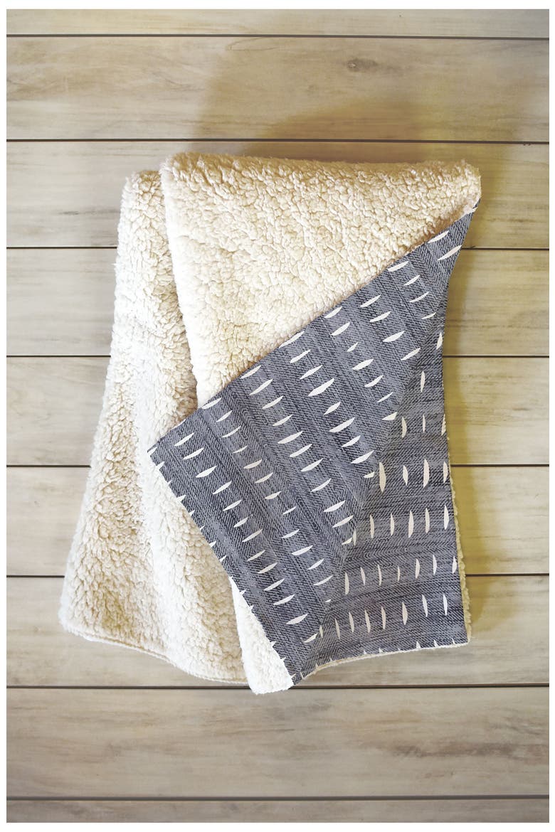 Reversible Fleece Throw Blanket, Main, color, DENIM RAIN