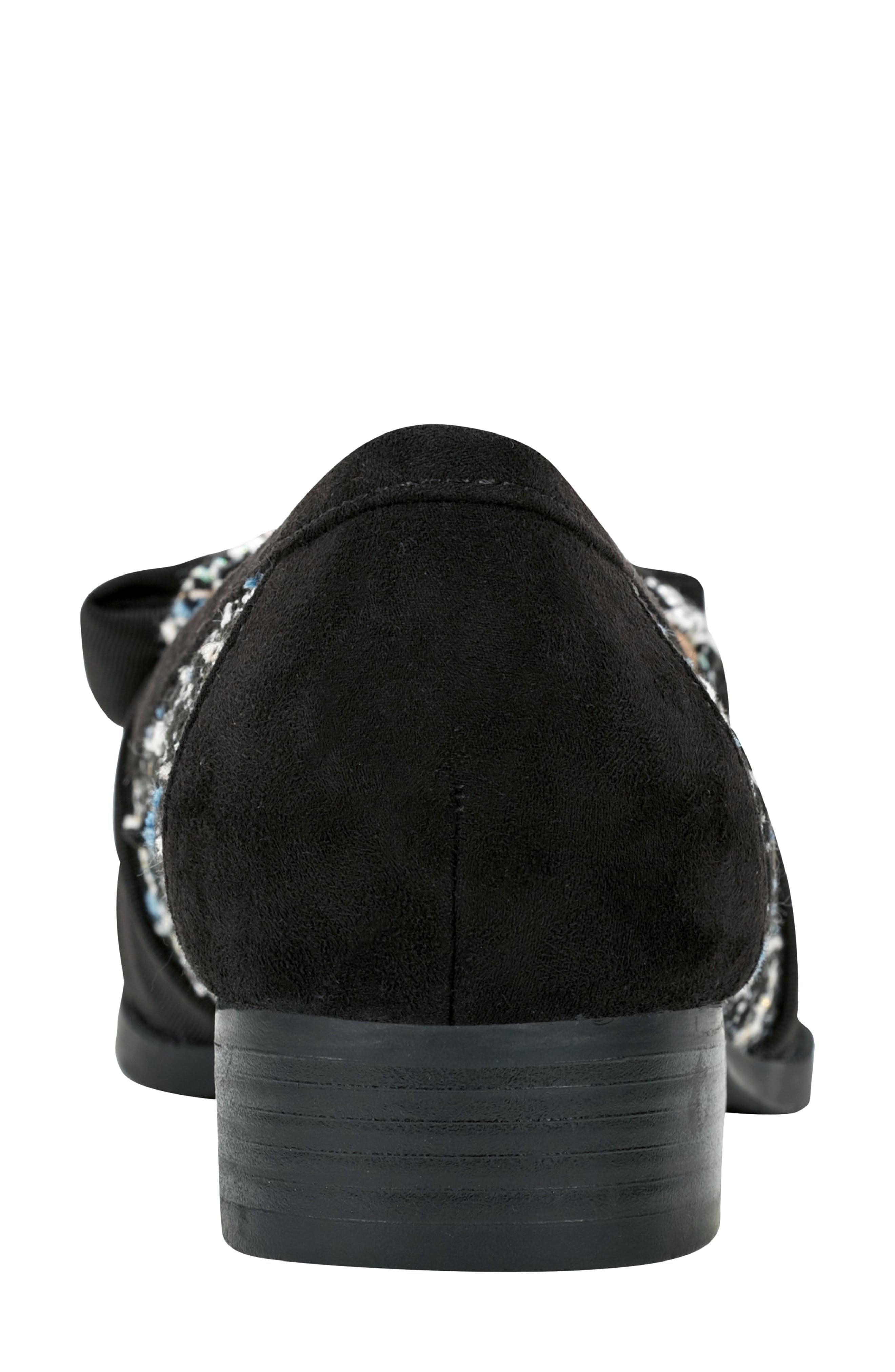 Bow Loafer, Alternate, color, BLACK CREAM TWEED