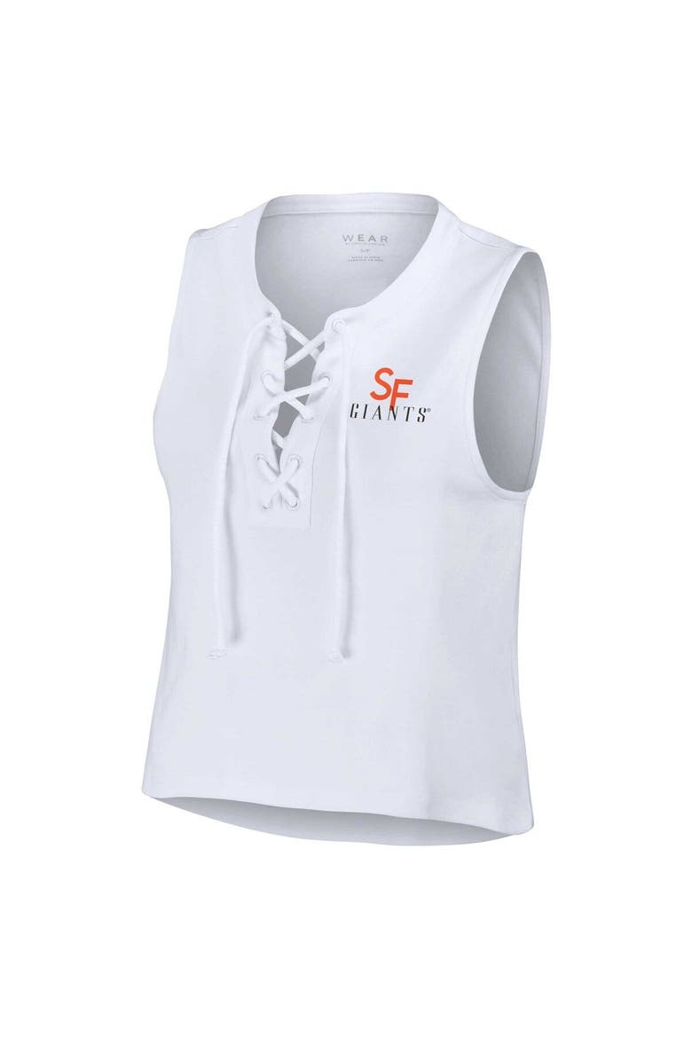 Women's WEAR by Erin Andrews White San Francisco Giants Lace-Up Tank Top, Alternate, color, White