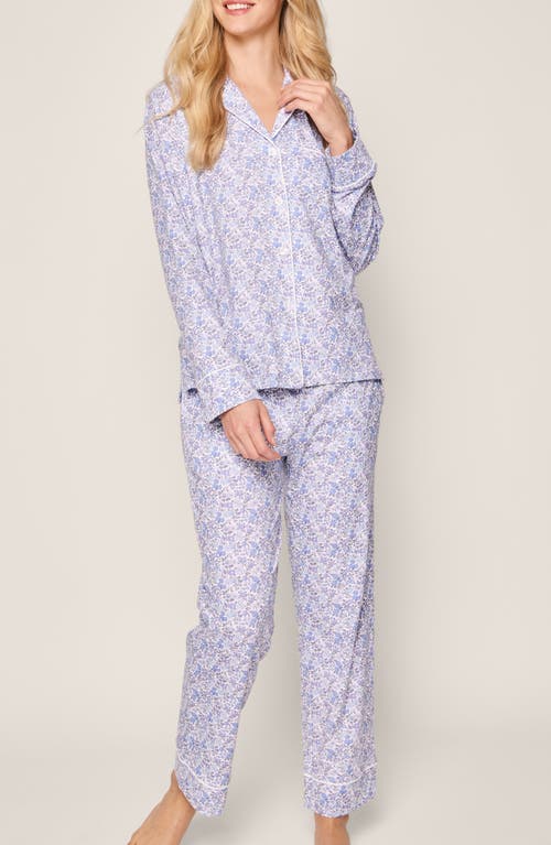 Petite Plume Floral Print Pima Cotton Pajamas In Blue