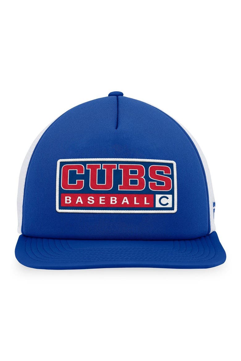 Men's Majestic Royal/White Chicago Cubs Foam Trucker Snapback Hat, Alternate, color, Royal