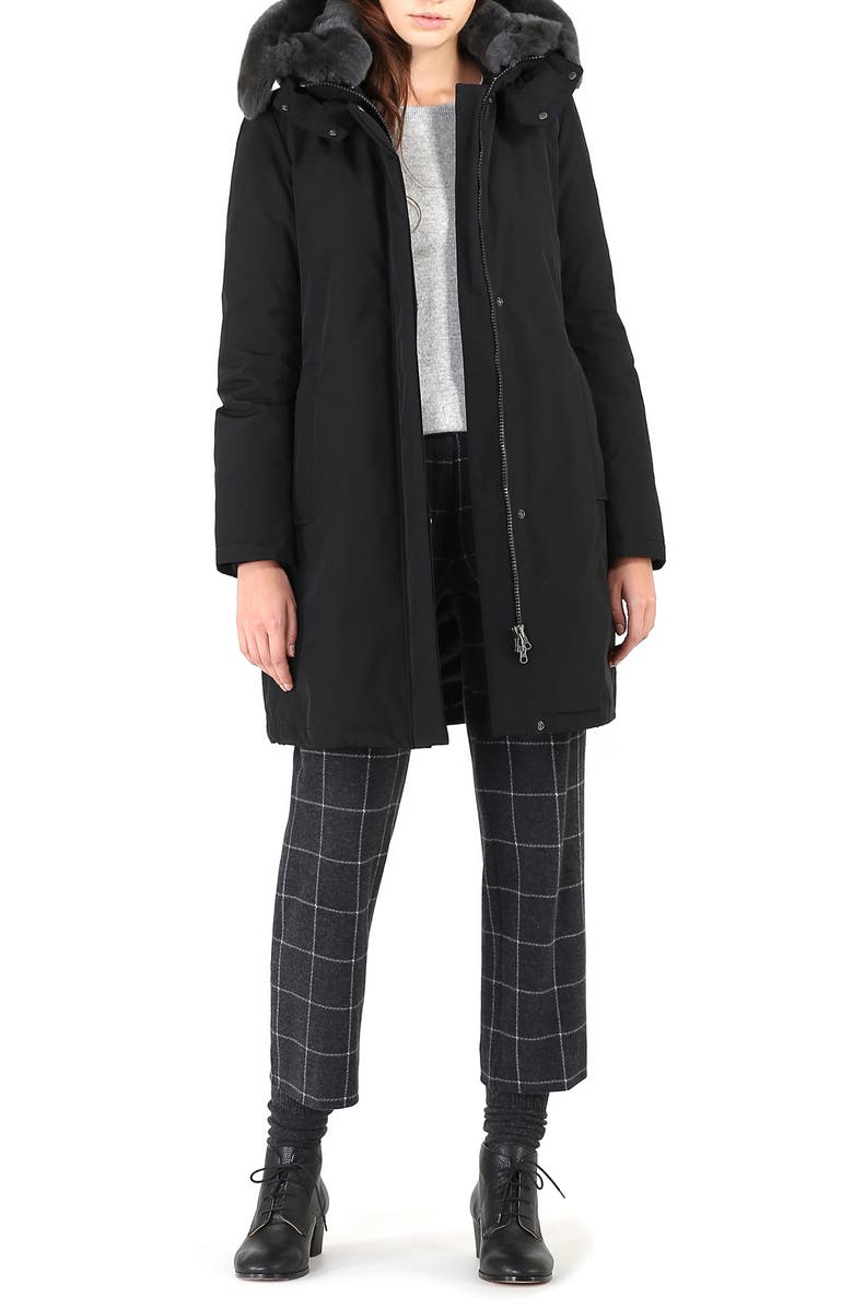 Woolrich Bow Bridge Down Genuine Rabbit Fur Trim Parka, Alternate, color, 