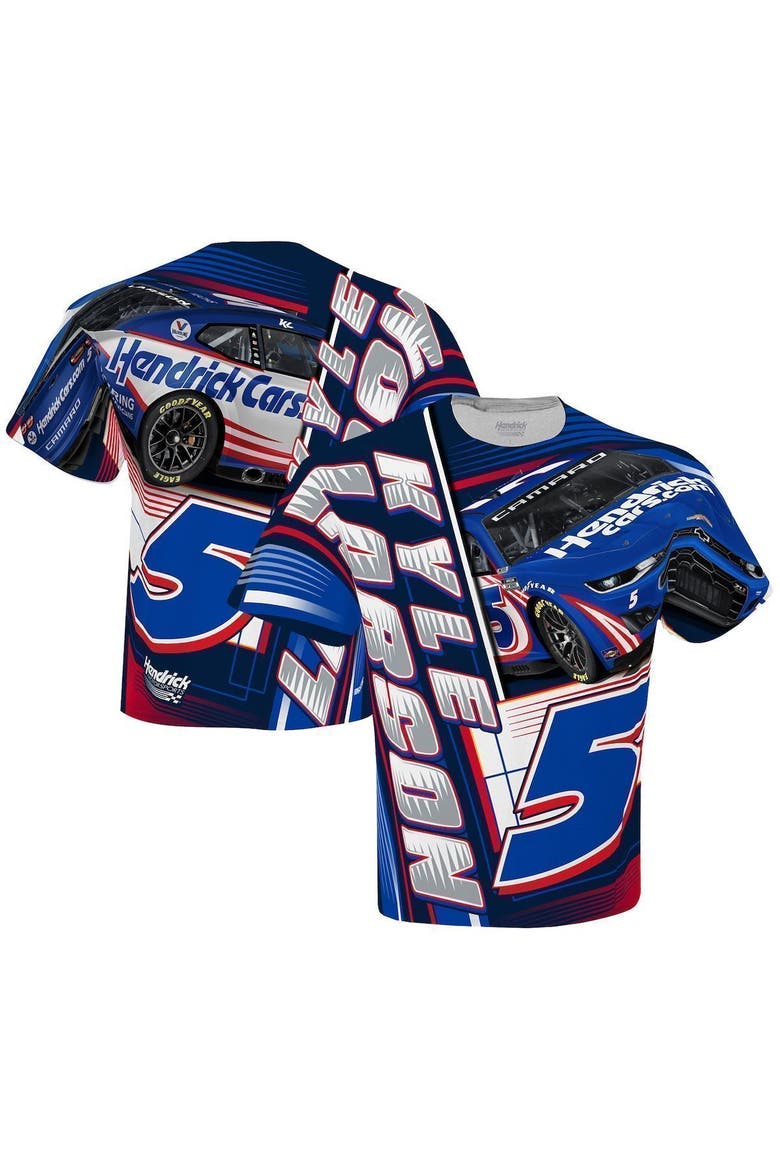 Men's Hendrick Motorsports Team Collection White Kyle Larson HendrickCars.com Sublimated Dynamic Total Print T-Shirt, Alternate, color, White
