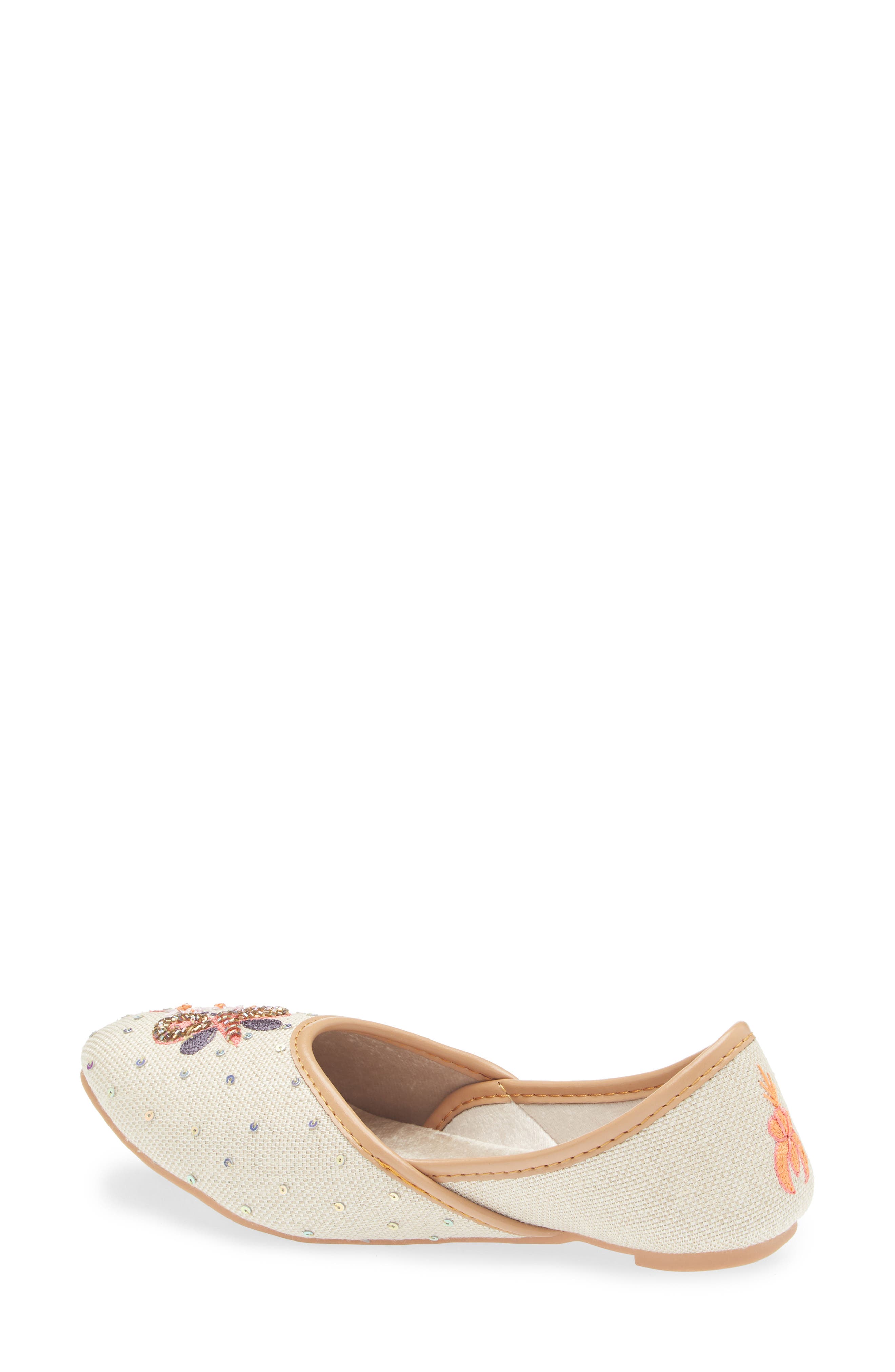 FUCHSIA Butterfly Embroidery Flat, Alternate, color, Light Beige