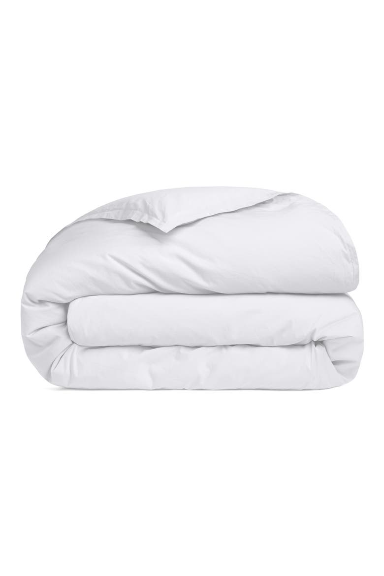 Percale Duvet Cover, Main, color, WHITE