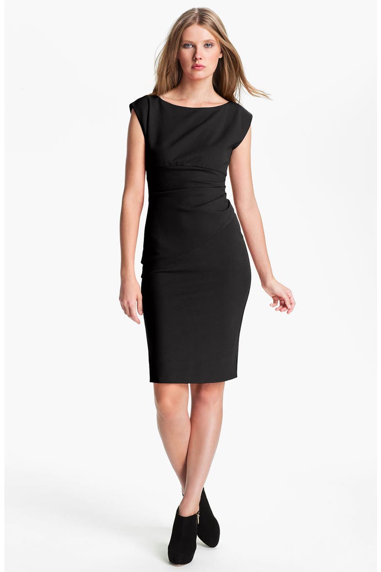 'Jori' Ruched Sheath Dress, Main, color, BLACK