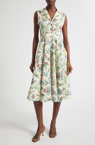 Etro Floral Sleeveless Cotton Midi Dress