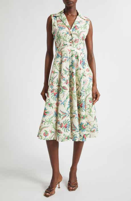 Floral Sleeveless Cotton Midi Dress