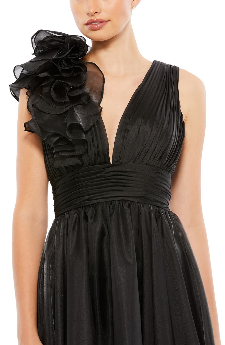 Ieena for Mac Duggal Rosette Plunge Neck A-Line Dress, Alternate, color,