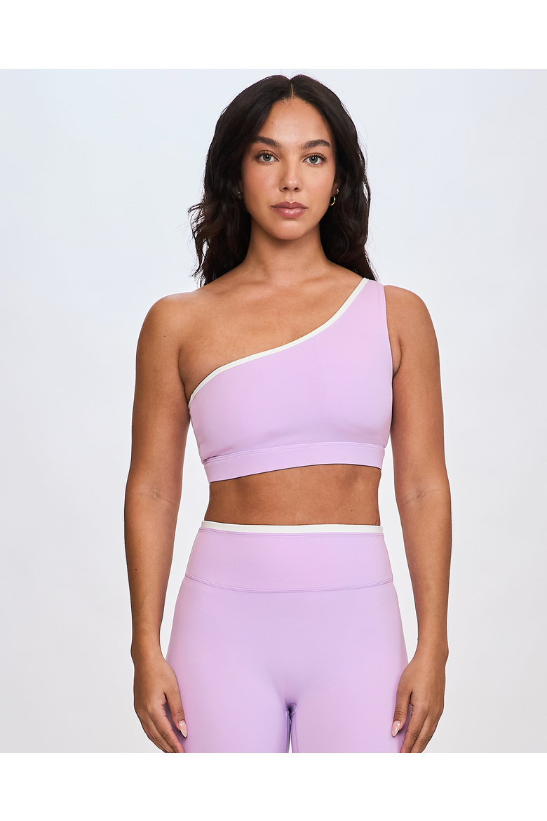 ReLuxe Isola One Shoulder Bra, Main, color, Lilac/White