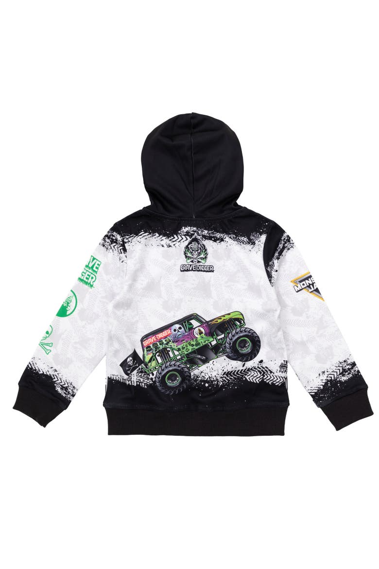 Grave Digger Fleece Zip-Up Hoodie, Alternate, color, Grave Digger White