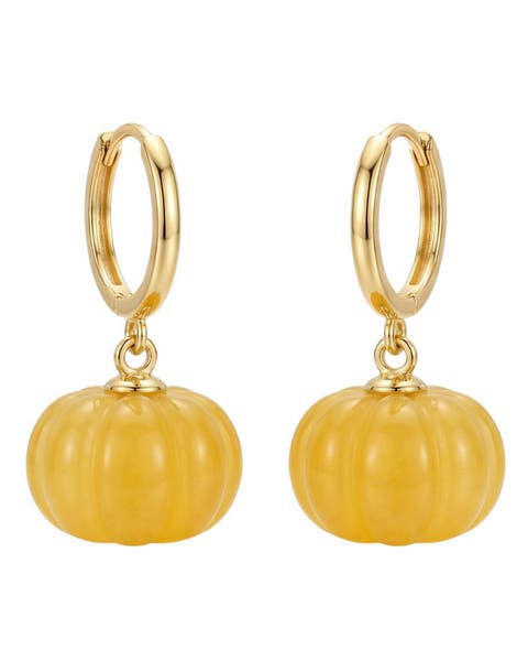 Harvest Pumpkin Jade stone charm earrings