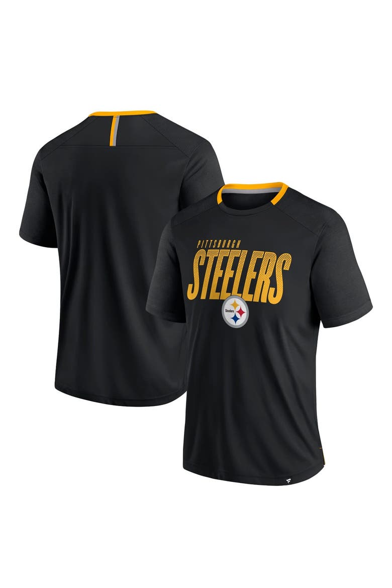 Men's Fanatics Black Pittsburgh Steelers Defender Fade Slant T-Shirt, Main, color, Black