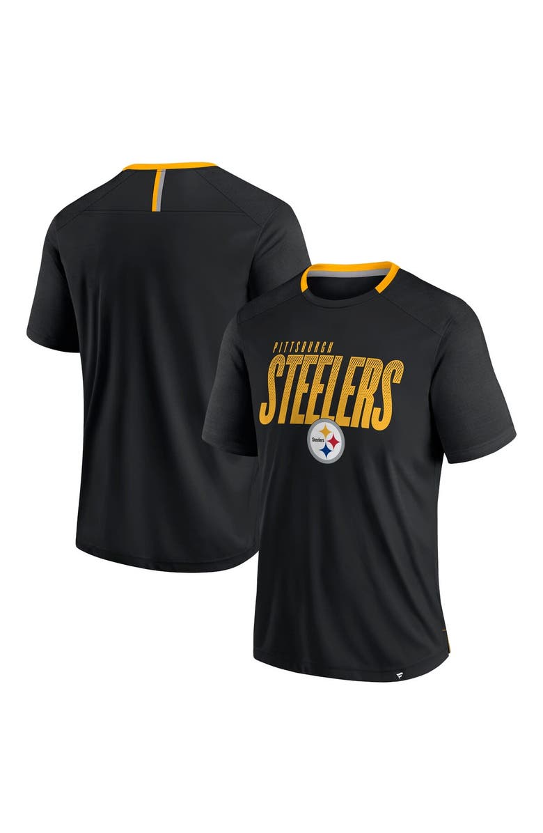 FANATICS Men's Fanatics Black Pittsburgh Steelers Defender Fade Slant T-Shirt, Main, color, Black