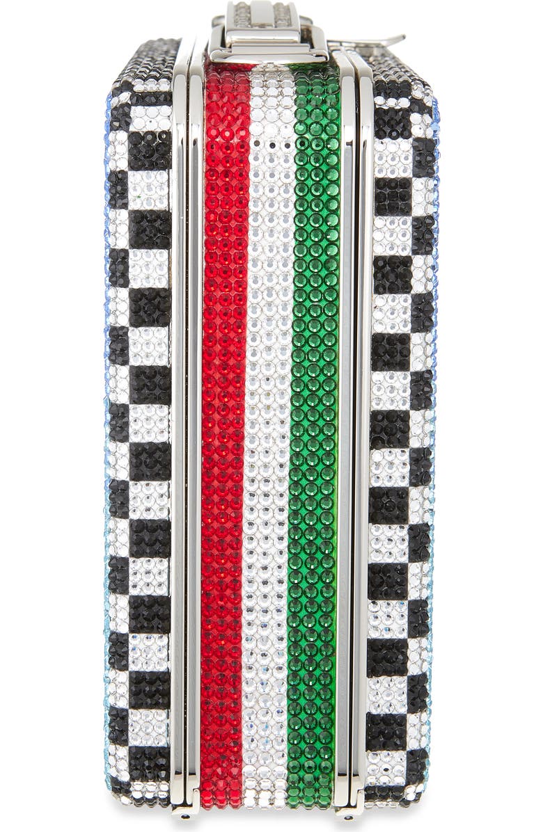 JUDITH LEIBER COUTURE Beep Beep Crystal Embellished Lunch Box Clutch, Alternate, color, Silver Sapphire Multi
