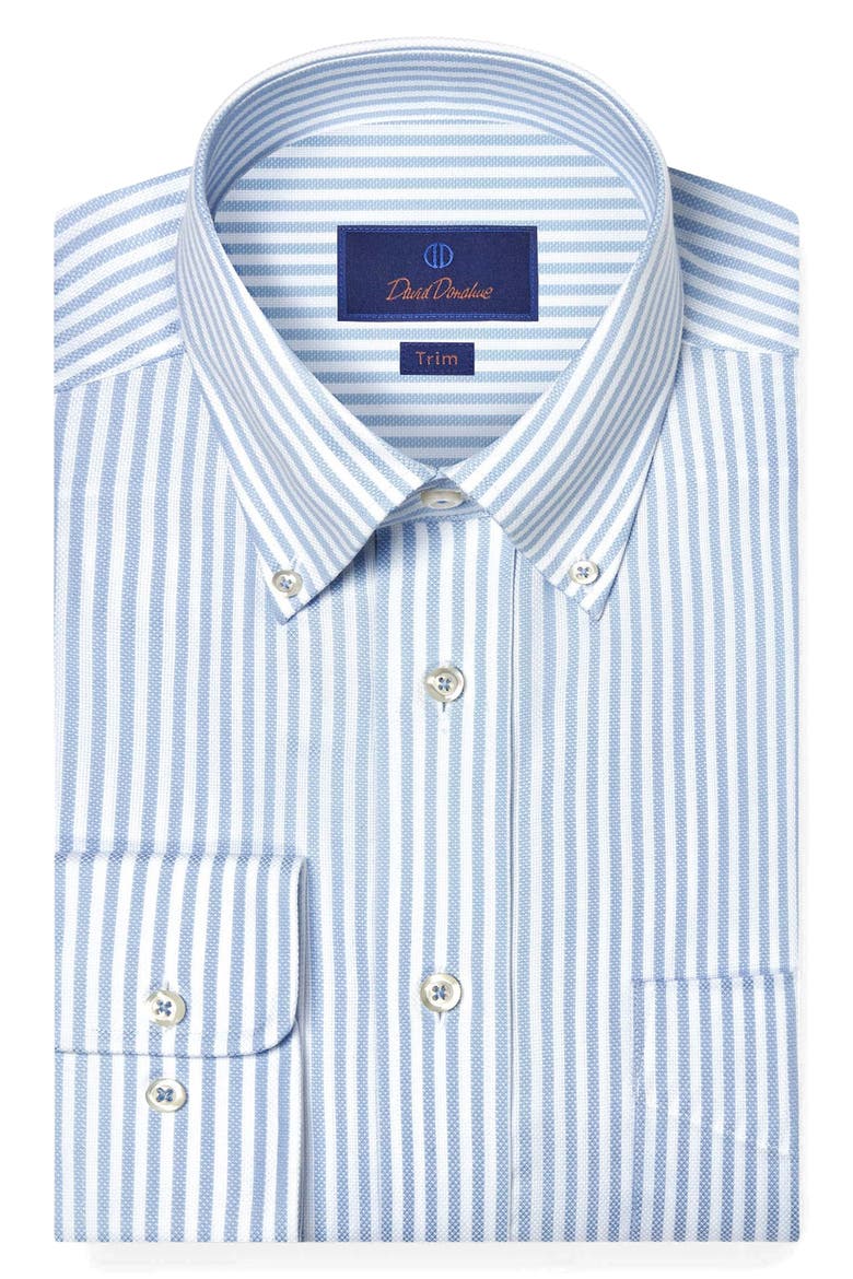Stripe Cotton Oxford Button-Down Shirt, Main, color, WHITE/ SKY