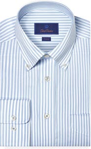 David Donahue Stripe Cotton Oxford Button-Down Shirt