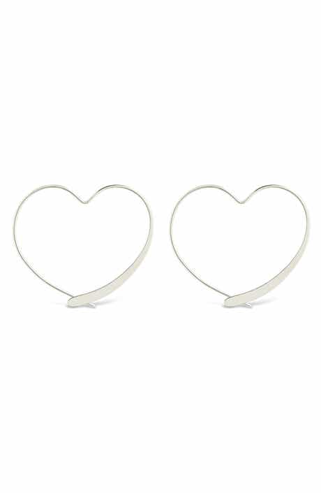 Sterling Forever Rorie Heart Threader Hoop Earrings