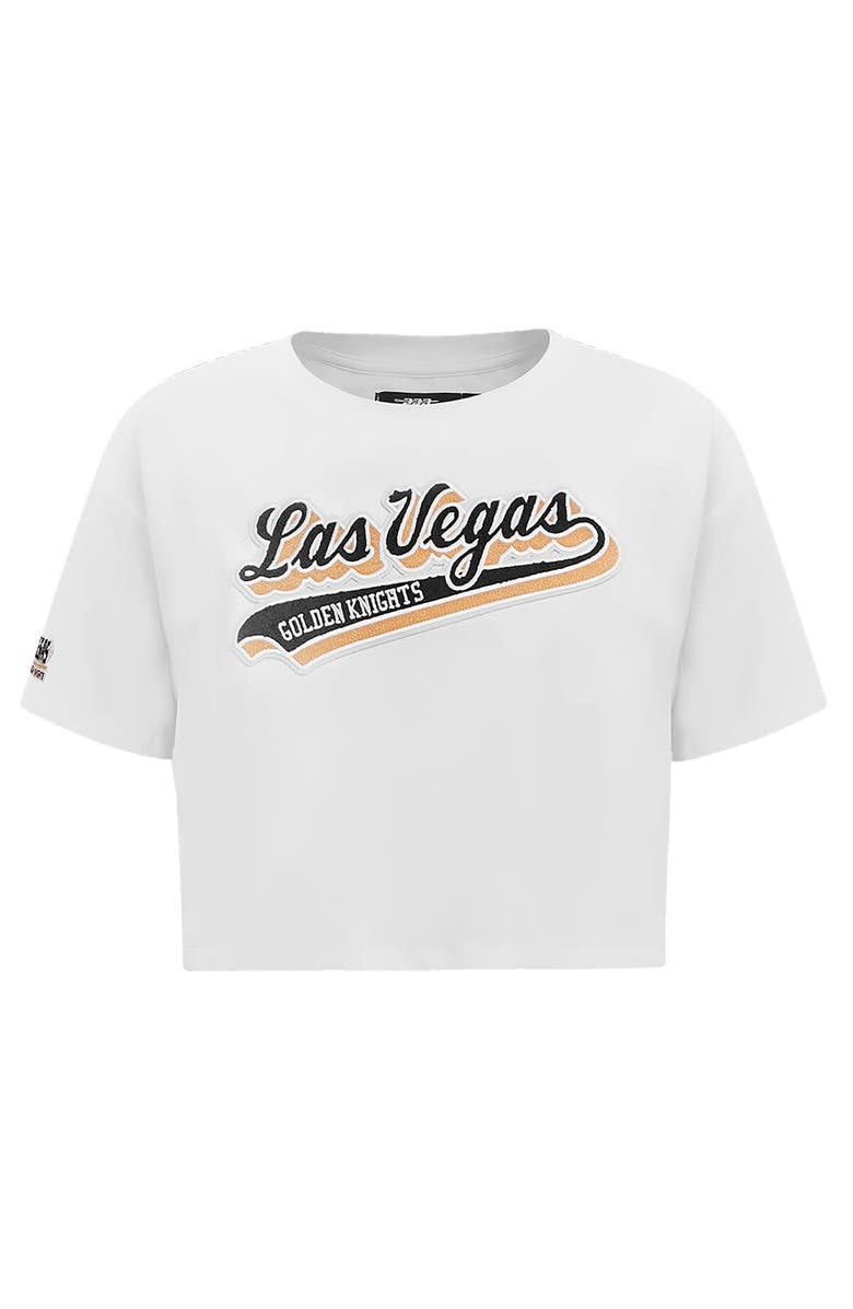 PRO STANDARD Women's Pro Standard White Vegas Golden Knights Boxy Script Tail Cropped T-Shirt, Alternate, color, White