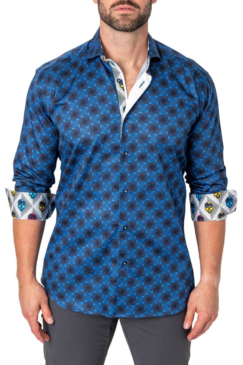 Einstein Regular Fit Crossover Blue Button-Up Shirt, Alternate, color, BLUE