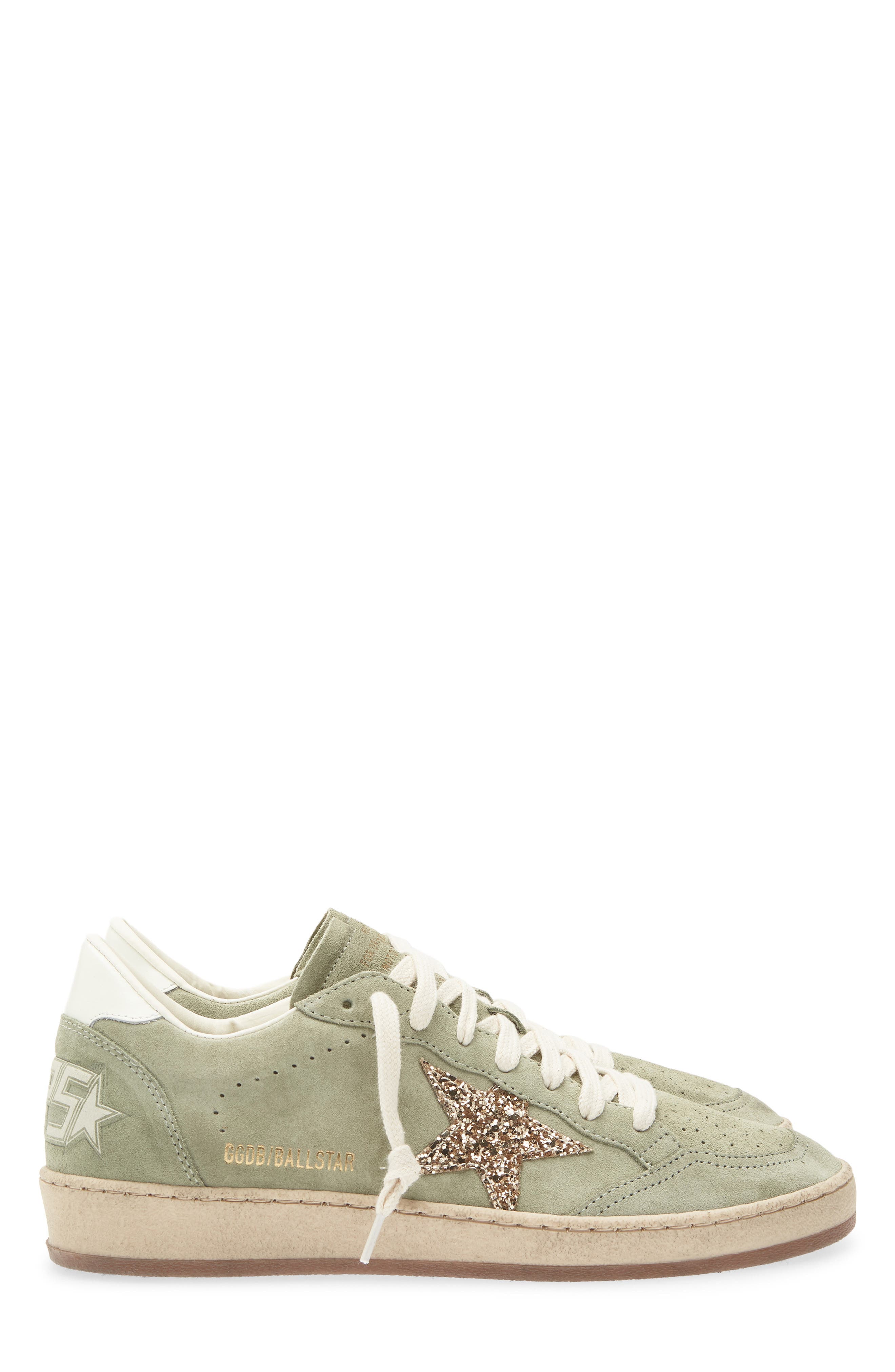 Ball Star Glitter Low Top Sneaker, Alternate, color, SAGE/ GOLD/ CREAM