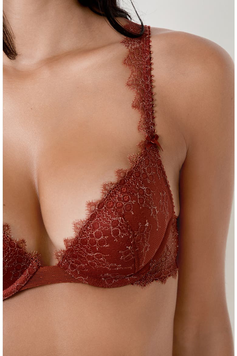 Allusion Metallic Underwire Bra, Alternate, color, BROWN