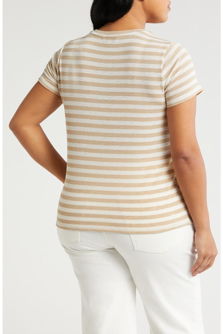 Miter Slub Jersey Knit T-Shirt, Alternate, color, CREAM TAN STRIPE
