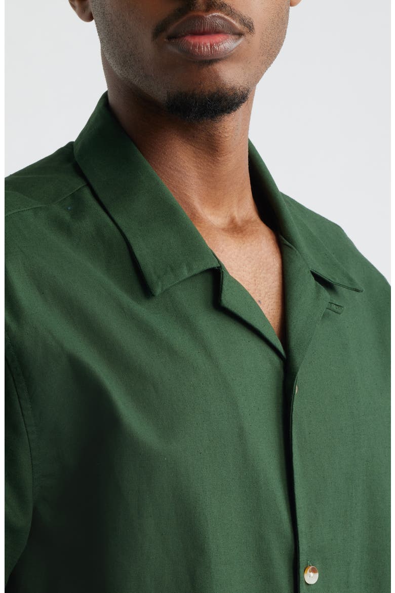 Elai Cotton & Linen Camp Shirt, Alternate, color, GREEN
