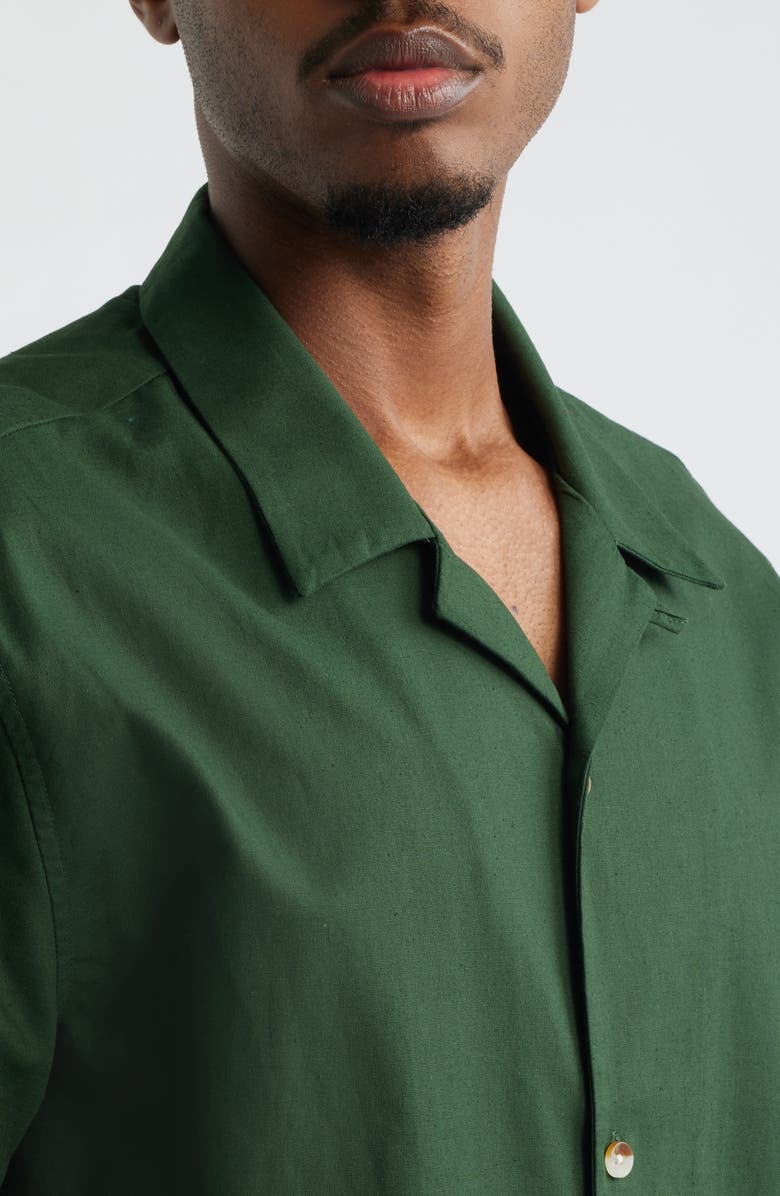 PacSun Elai Cotton & Linen Camp Shirt, Alternate, color, Green
