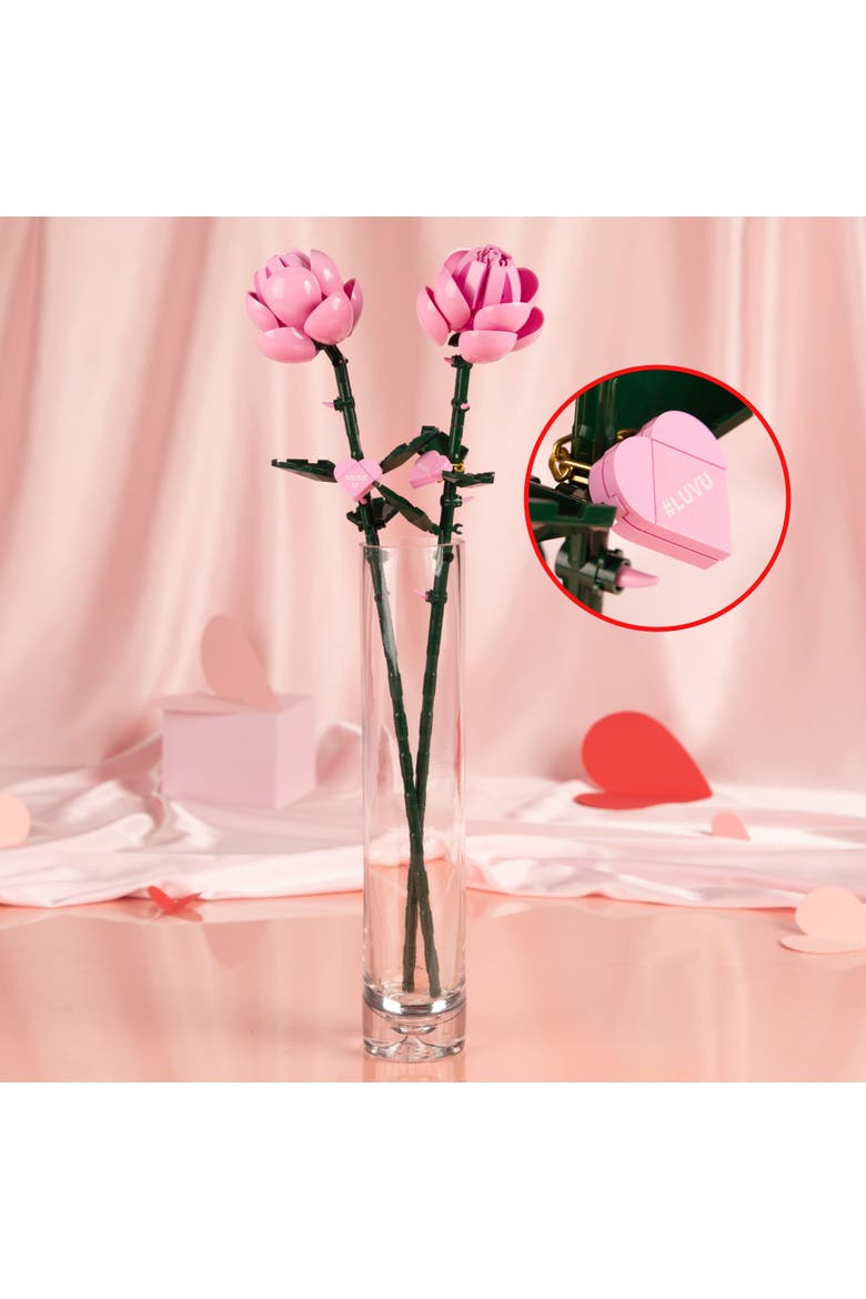 Bricktanicals Pink Long Stem Rose Building Set, Alternate, color, Pink