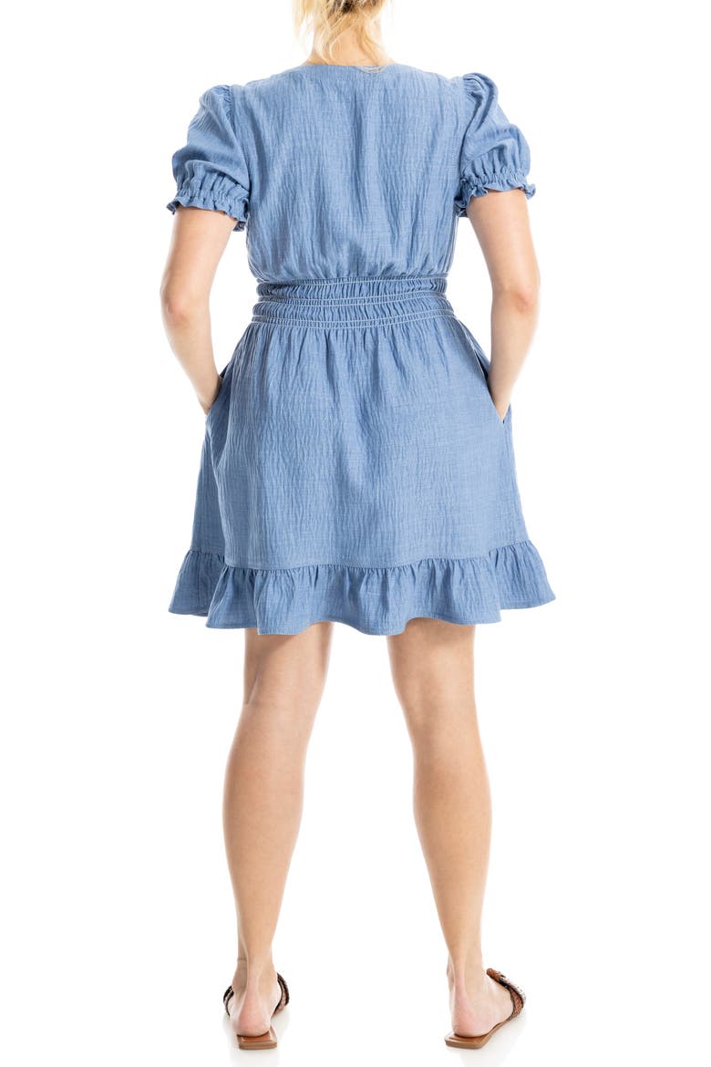 Puff Sleeve Fit & Flare Dress, Alternate, color, HEATHER CHAMBRAY