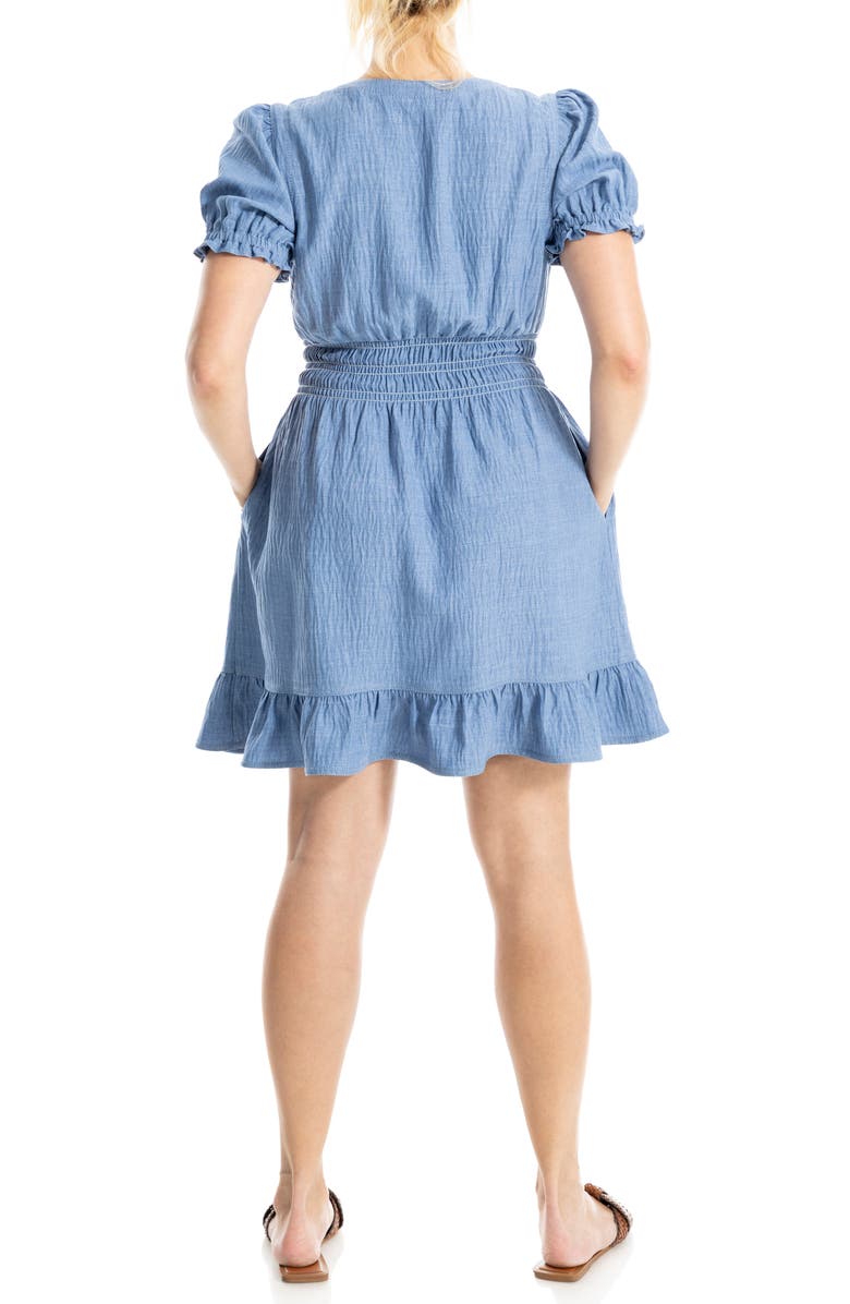 MAX STUDIO Puff Sleeve Fit & Flare Dress, Alternate, color, Heather Chambray