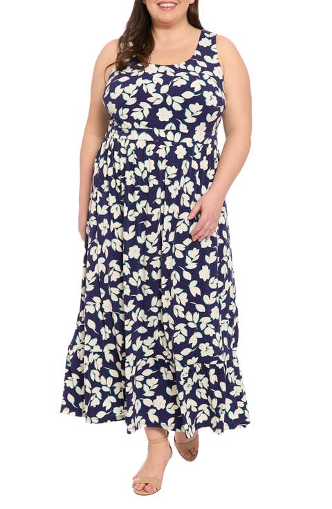 Sleeveless Inset Waist Maxi Dress (Plus)