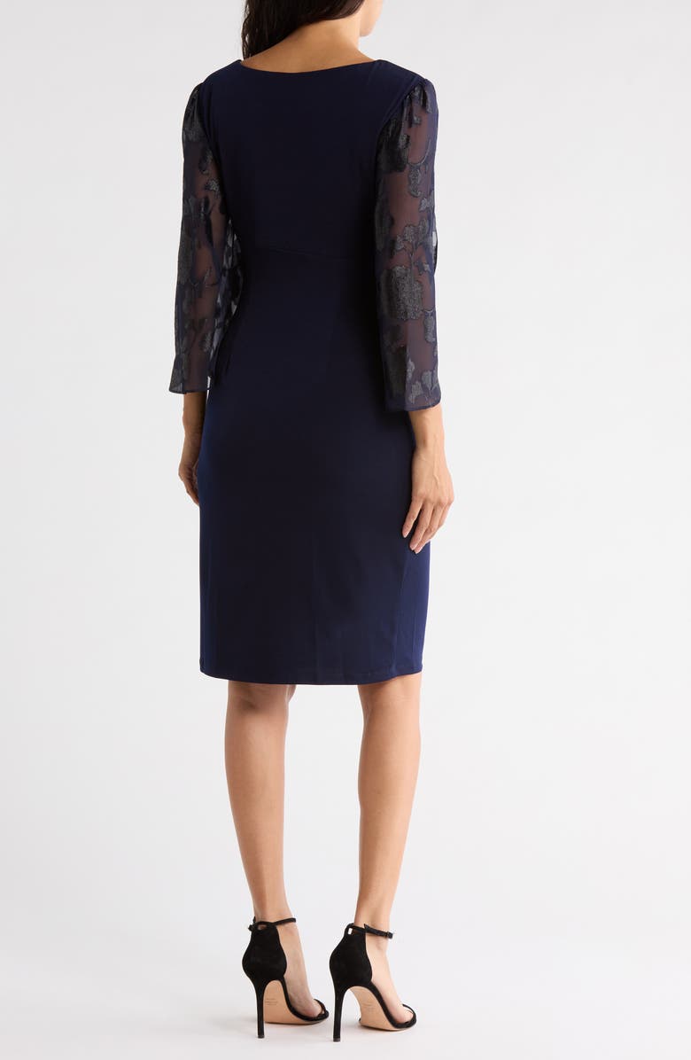 Connected Apparel Cape Sleeve Wrap Style Dress, Alternate, color, Midnight