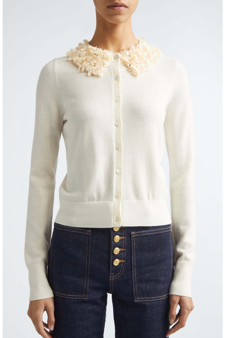 Anna Embellished Wool Cardigan, Alternate, color, PEARLED IVORY