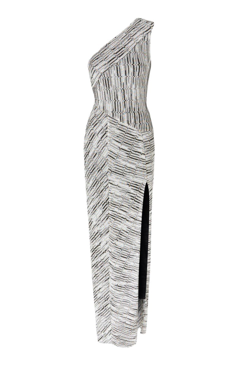 Missoni Long One-shoulder Dress With Greek Lamé Motif And Slit, Alternate, color, Multicoloured
