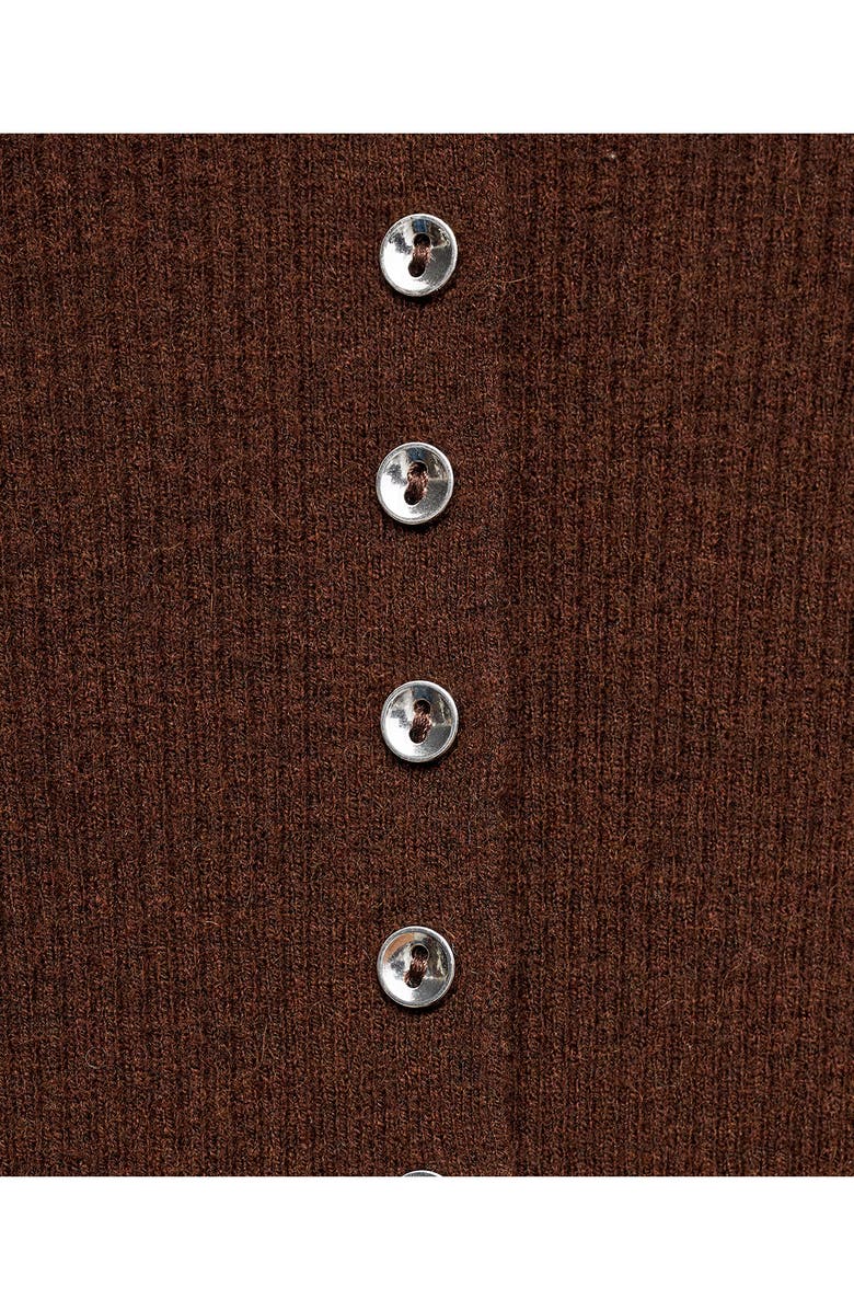 MANGO Mock Neck Cardigan, Alternate, color, Chocolate