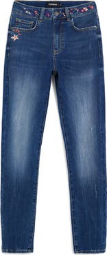 Desigual Slim Embroidered Jeans