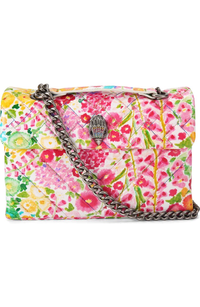 Kurt Geiger London Floral Couture Kensington Floral Quilted Leather Crossbody Bag, Main, color, Floral Multi