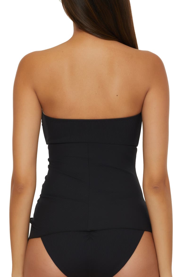 Modern Edge Rib Tankini Top, Alternate, color, BLACK