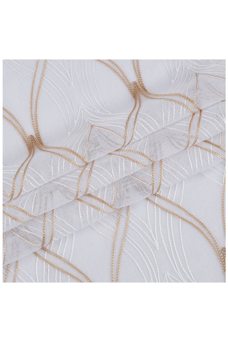 Set of 2 Print Sheer Curtain Panels, Alternate, color, WHITE GOLD