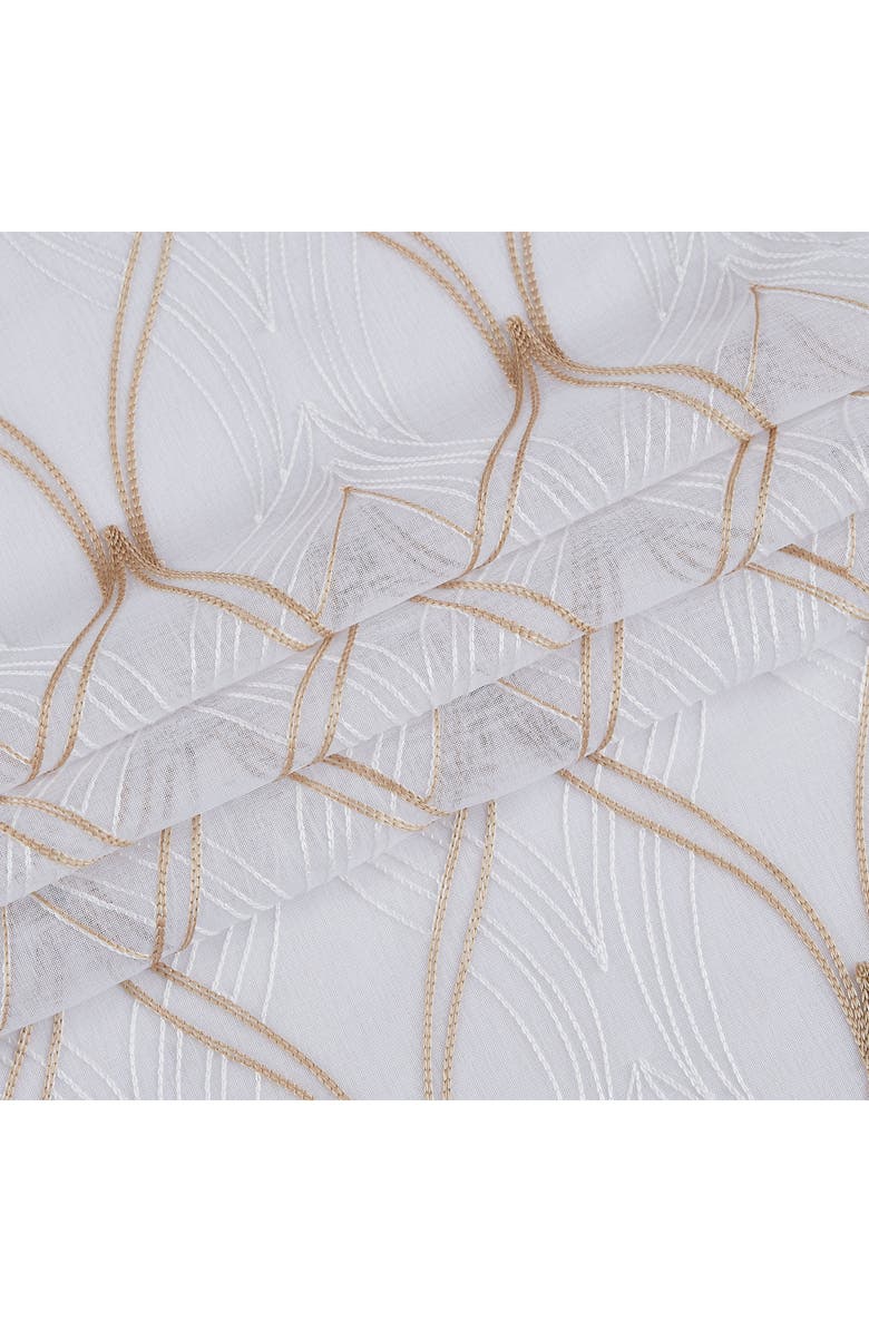 DAINTY HOME Set of 2 Print Sheer Curtain Panels, Alternate, color, White Gold