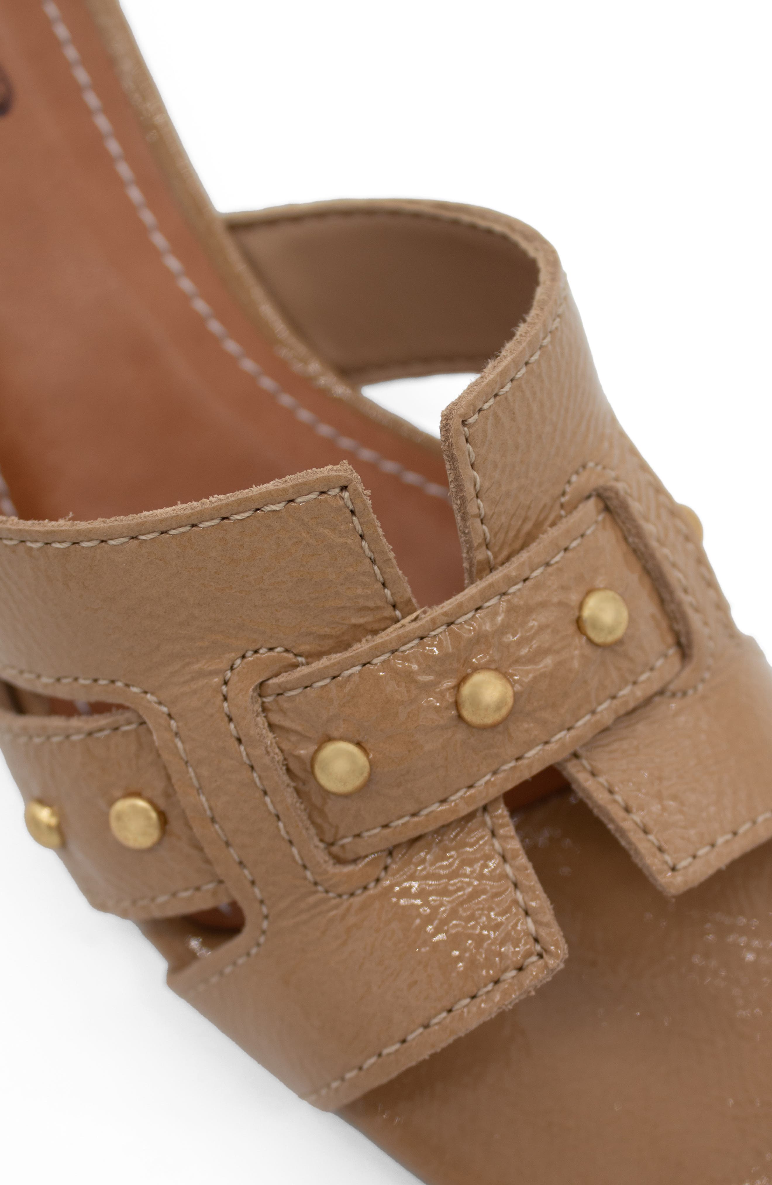 Bottero Studded Leather Slide Sandal, Alternate, color, Bege