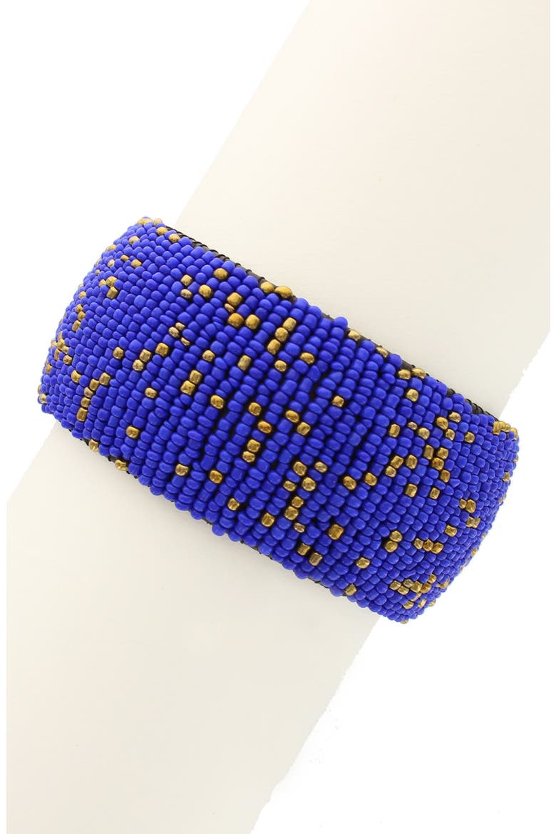Beaded Bangle Bracelet, Main, color, GOLD / BLUE