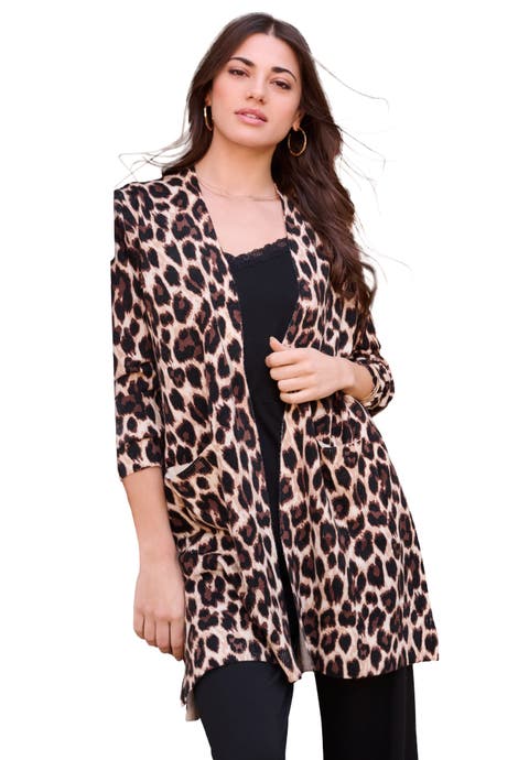 Fine Gauge Open Front Cardigan (Plus)