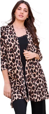 Roaman's Fine Gauge Open Front Cardigan